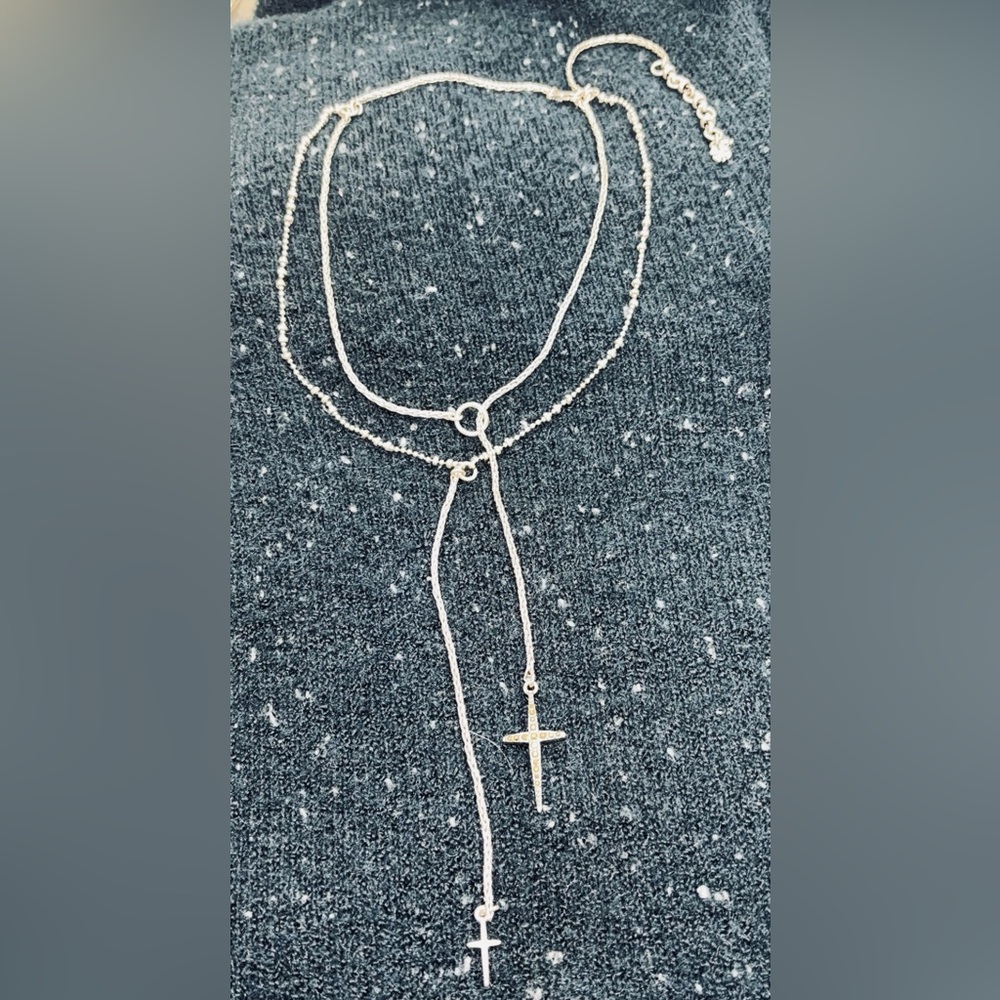 Lucky Brand Elegant double Cross Necklace